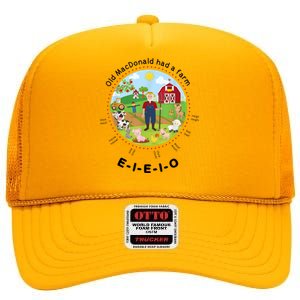 Old MacDonald Had A Farm English Nursery Rhyme Theme High Crown Mesh Back Trucker Hat