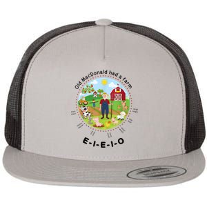 Old MacDonald Had A Farm English Nursery Rhyme Theme Flat Bill Trucker Hat