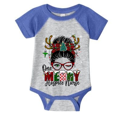 One Merry Hospice Nurse Messy Bun Christmas Love Nurse Life Cute Gift Infant Baby Jersey Bodysuit