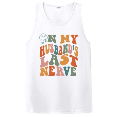 On My Husband's Last Nerve (On Back) Funny Retro Groovy PosiCharge Competitor Tank