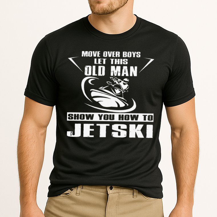 Old Man How To Jetski Cool Retro JetSki Jet Skiing Performance Shirt