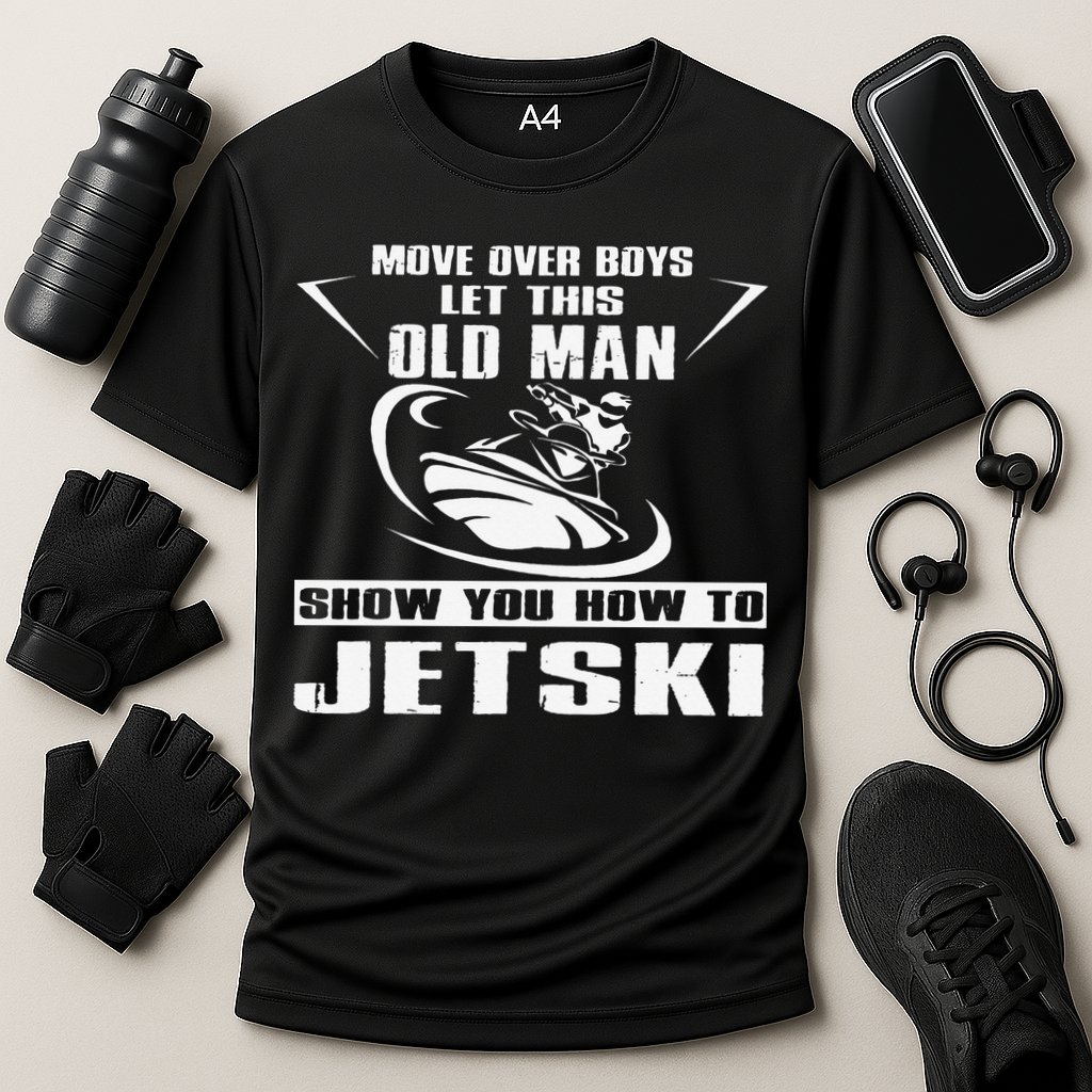 Old Man How To Jetski Cool Retro JetSki Jet Skiing Performance Shirt