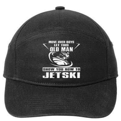 Old Man How To Jetski Cool Retro JetSki Jet Skiing 7-Panel Snapback Hat
