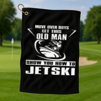 Old Man How To Jetski Cool Retro JetSki Jet Skiing Golf Towel