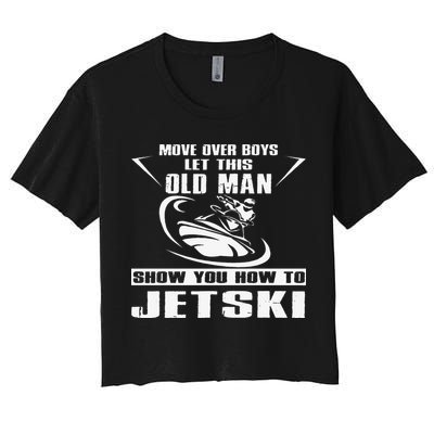 Old Man How To Jetski Cool Retro JetSki Jet Skiing Crop Top
