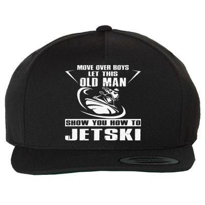 Old Man How To Jetski Cool Retro JetSki Jet Skiing Wool Snapback Cap