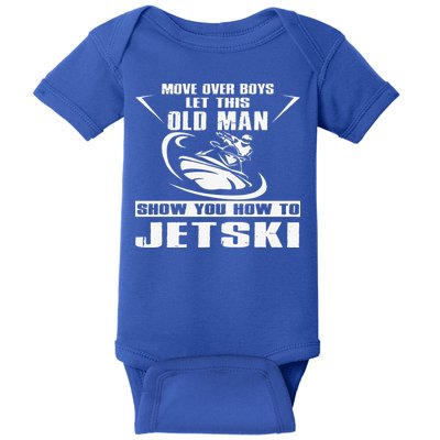 Old Man How To Jetski Cool Retro JetSki Jet Skiing Baby Bodysuit
