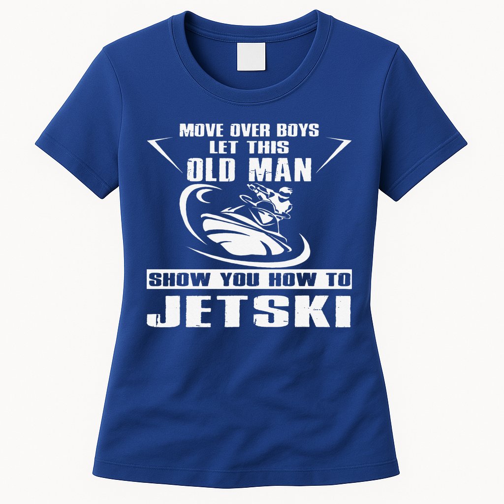 Old Man How To Jetski Cool Retro JetSki Jet Skiing Womens T-Shirt