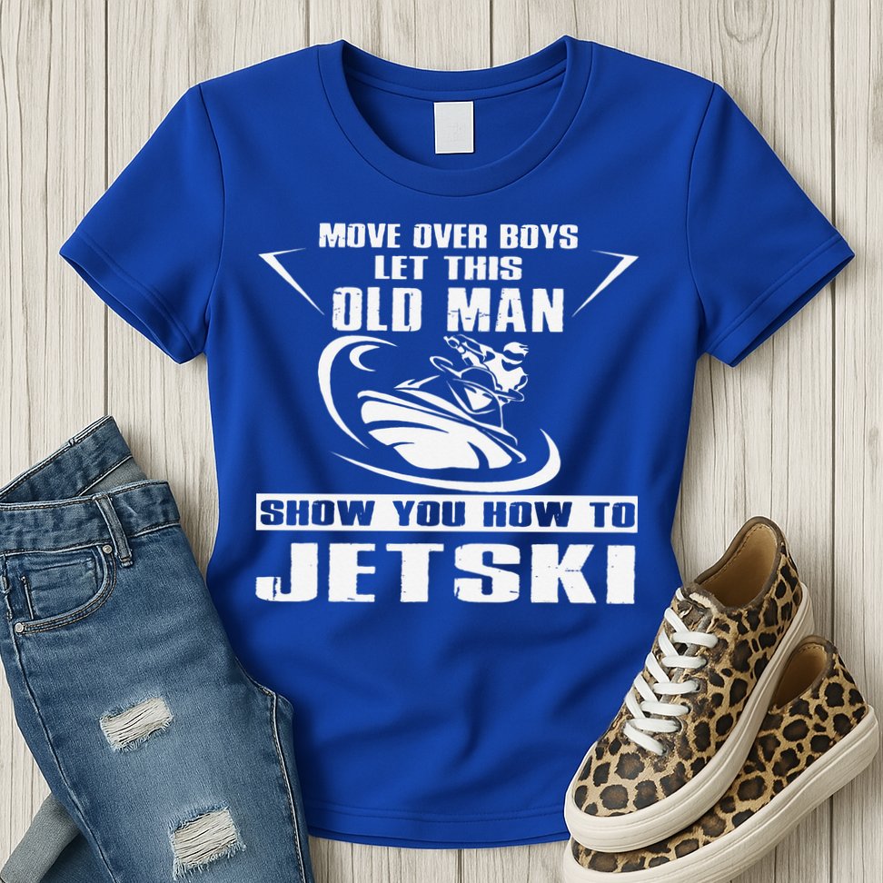 Old Man How To Jetski Cool Retro JetSki Jet Skiing Womens T-Shirt