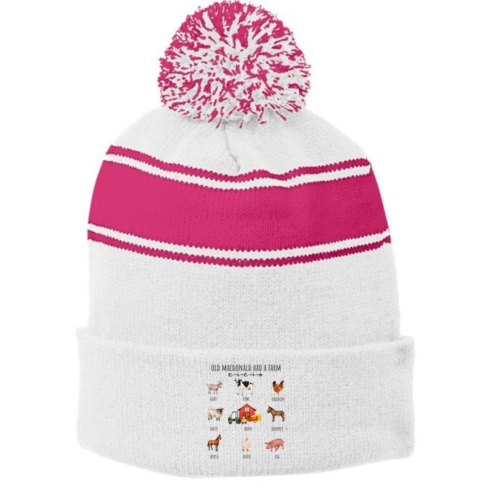 Old Macdonald Had A Farm E I E I O Nursery Song Stripe Pom Pom Beanie