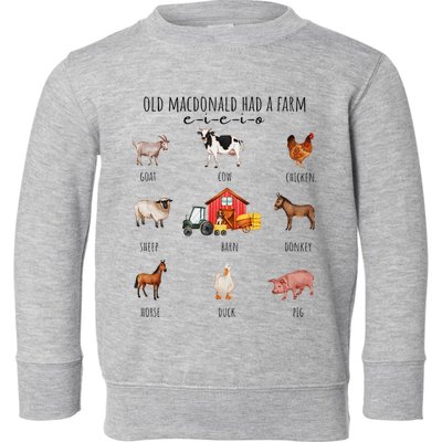 Old Macdonald Had A Farm E I E I O Nursery Song Toddler Sweatshirt