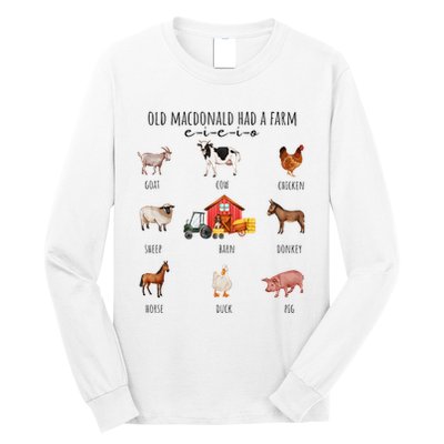 Old Macdonald Had A Farm E I E I O Nursery Song Long Sleeve Shirt