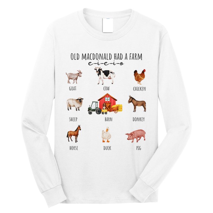 Old Macdonald Had A Farm E I E I O Nursery Song Long Sleeve Shirt