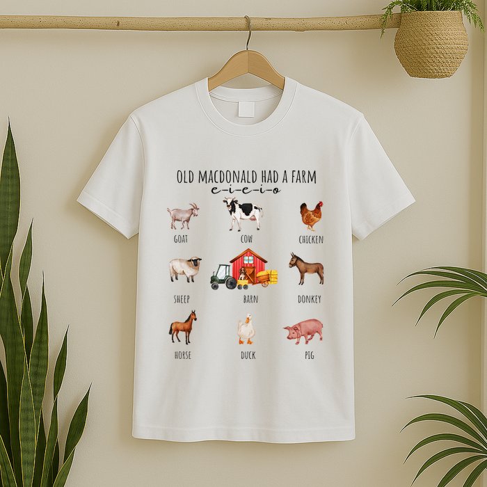 Old Macdonald Had A Farm E I E I O Nursery Song T-Shirt