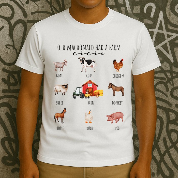 Old Macdonald Had A Farm E I E I O Nursery Song T-Shirt