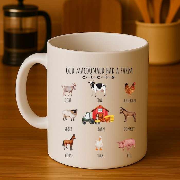 Old Macdonald Had A Farm E I E I O Nursery Song Mug