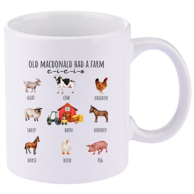 Old Macdonald Had A Farm E I E I O Nursery Song 11oz C Handle Ceramic Mug