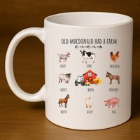 Old Macdonald Had A Farm E I E I O Nursery Song 11oz C Handle Ceramic Mug