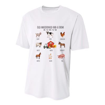 Old Macdonald Had A Farm E I E I O Nursery Song Youth Performance Sprint T-Shirt