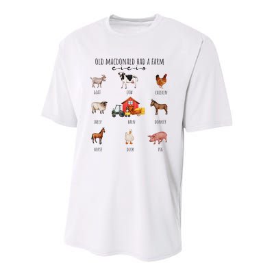 Old Macdonald Had A Farm E I E I O Nursery Song Youth Performance Sprint T-Shirt