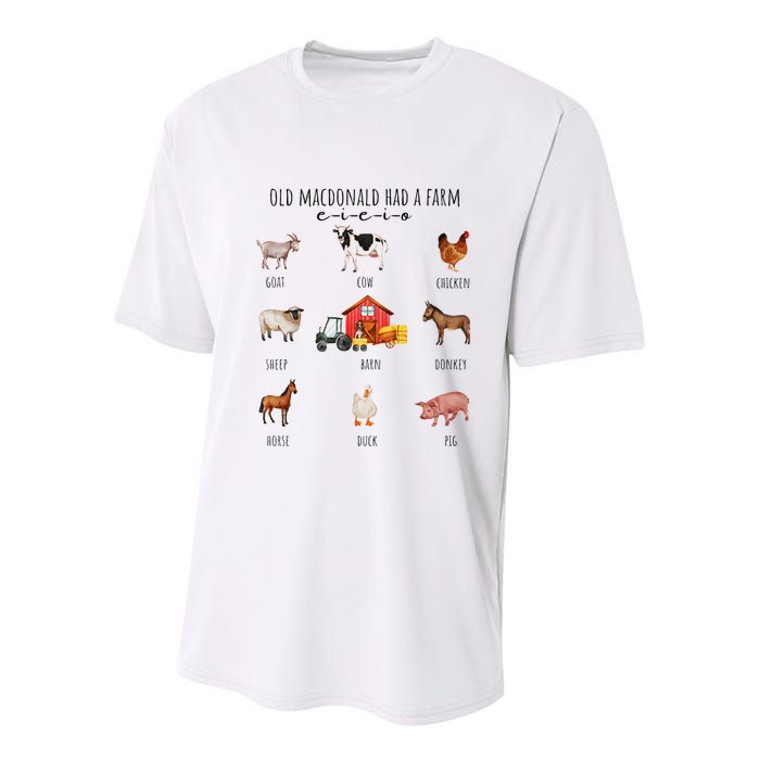 Old Macdonald Had A Farm E I E I O Nursery Song Youth Performance Sprint T-Shirt