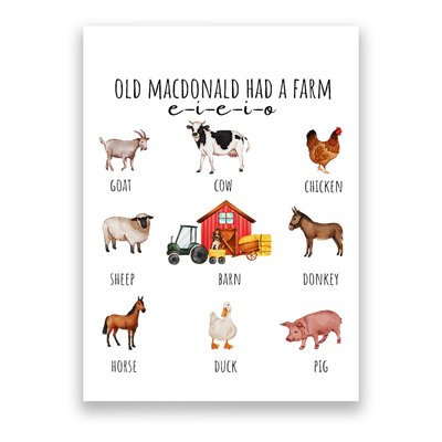 Old Macdonald Had A Farm E I E I O Nursery Song Poster