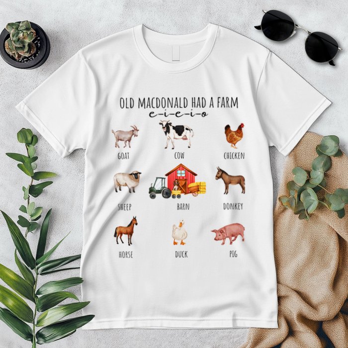 Old Macdonald Had A Farm E I E I O Nursery Song Premium T-Shirt