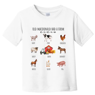 Old Macdonald Had A Farm E I E I O Nursery Song Toddler T-Shirt