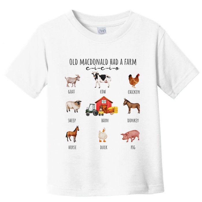 Old Macdonald Had A Farm E I E I O Nursery Song Toddler T-Shirt