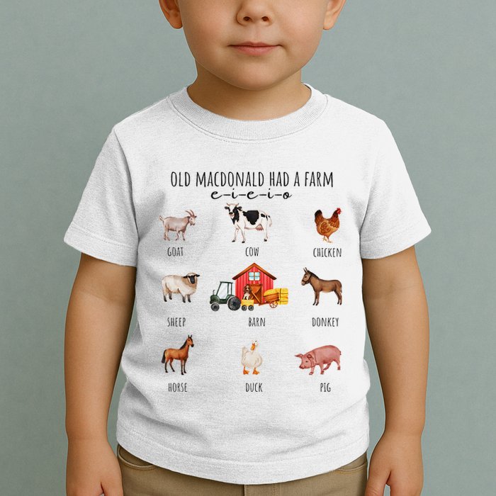 Old Macdonald Had A Farm E I E I O Nursery Song Toddler T-Shirt