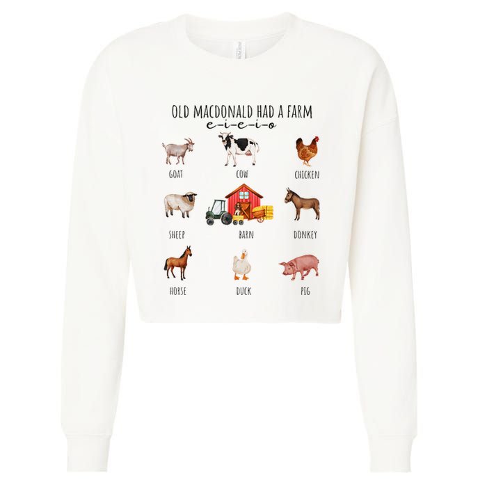 Old Macdonald Had A Farm E I E I O Nursery Song Cropped Pullover Crew