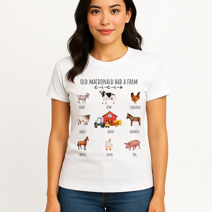 Old Macdonald Had A Farm E I E I O Nursery Song Womens T-Shirt