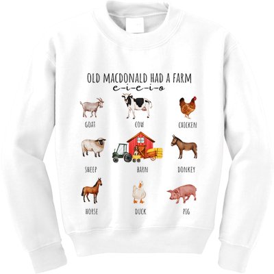 Old Macdonald Had A Farm E I E I O Nursery Song Kids Sweatshirt