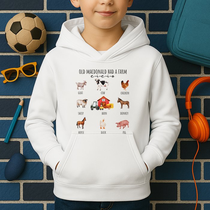 Old Macdonald Had A Farm E I E I O Nursery Song Kids Hoodie