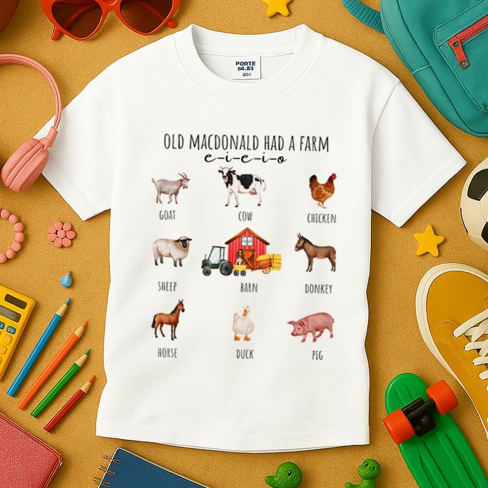 Old Macdonald Had A Farm E I E I O Nursery Song Kids T-Shirt