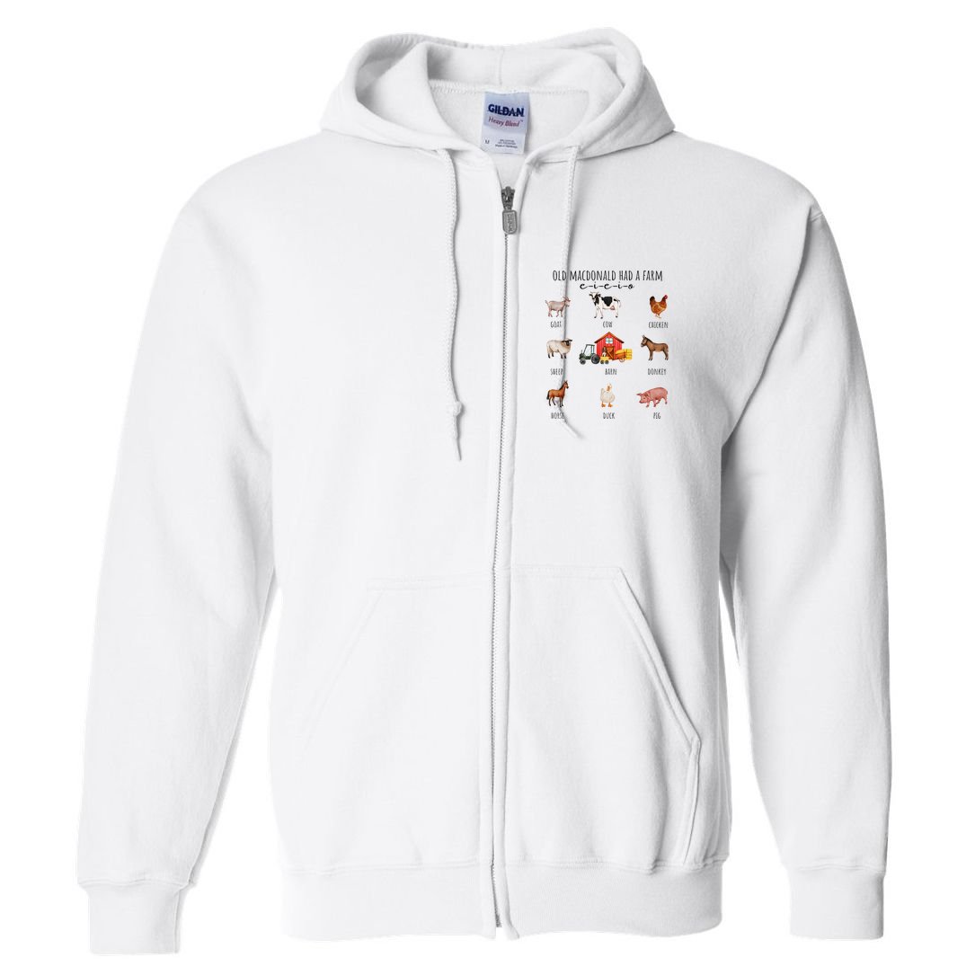 Old Macdonald Had A Farm E I E I O Nursery Song Full Zip Hoodie