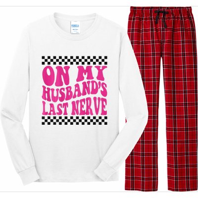 On My Husband's Last Nerve Groovy Long Sleeve Pajama Set