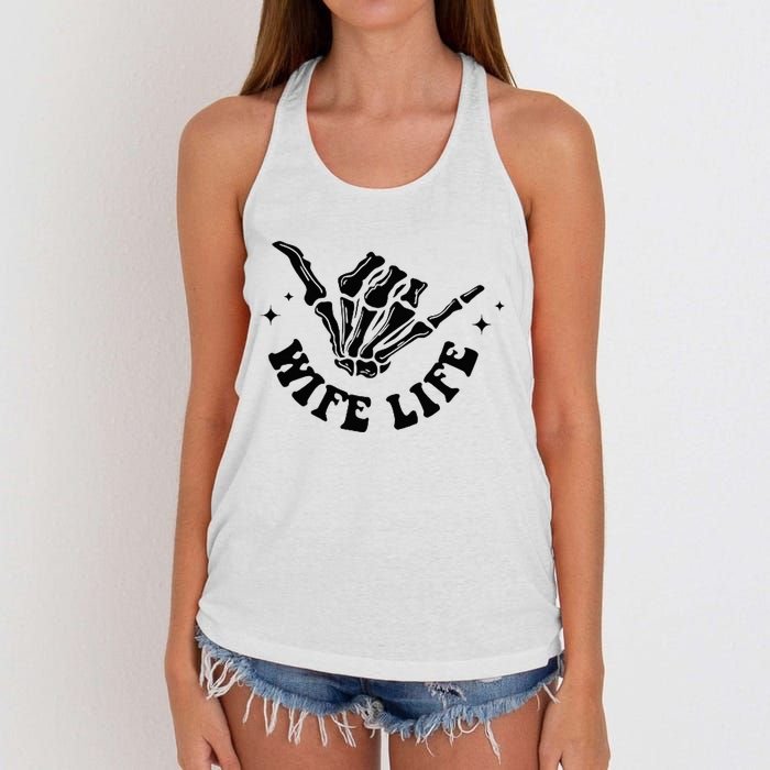 On My Husbands Last Nerve Wife Life Front And Back Women's Knotted Racerback Tank