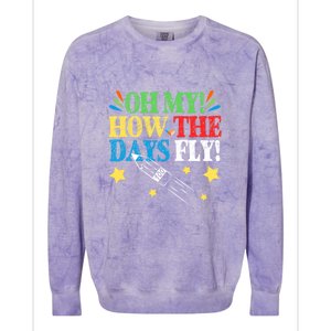 Oh My! How The Days Fly! 100th Day Of School Gift Colorblast Crewneck Sweatshirt