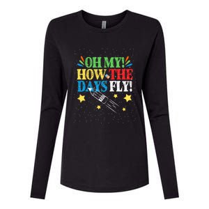 Oh My! How The Days Fly! 100th Day Of School Gift Womens Cotton Relaxed Long Sleeve T-Shirt