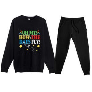 Oh My! How The Days Fly! 100th Day Of School Gift Premium Crewneck Sweatsuit Set