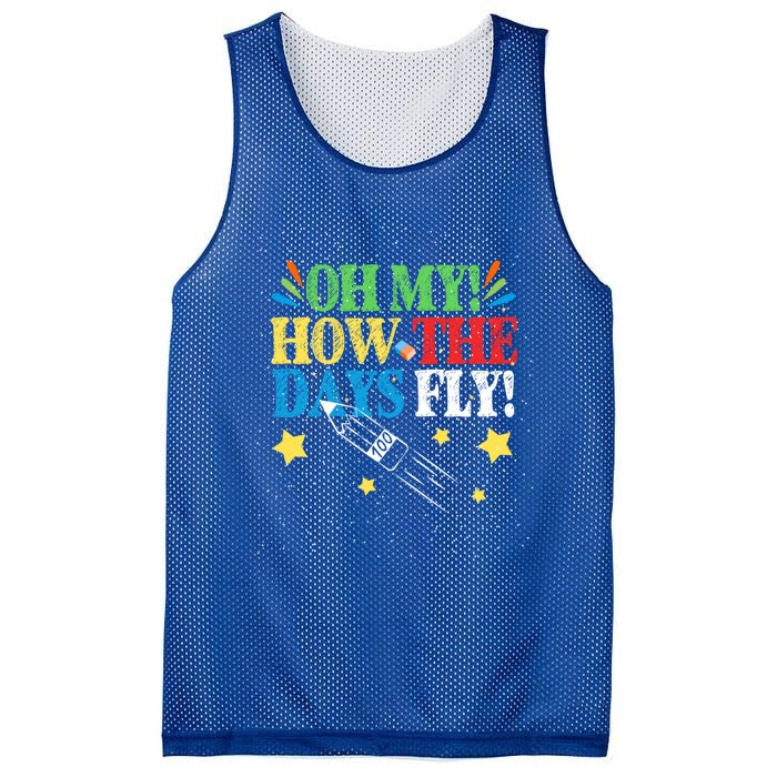 Oh My! How The Days Fly! 100th Day Of School Gift Mesh Reversible Basketball Jersey Tank