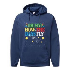 Oh My! How The Days Fly! 100th Day Of School Gift Performance Fleece Hoodie