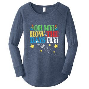 Oh My! How The Days Fly! 100th Day Of School Gift Women's Perfect Tri Tunic Long Sleeve Shirt