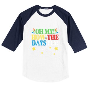 Oh My! How The Days Fly! 100th Day Of School Gift Baseball Sleeve Shirt