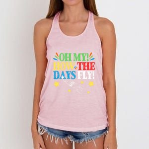 Oh My! How The Days Fly! 100th Day Of School Gift Women's Knotted Racerback Tank