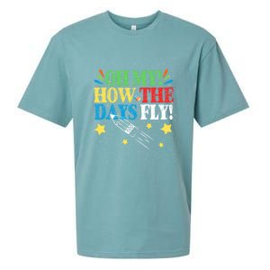 Oh My! How The Days Fly! 100th Day Of School Gift Sueded Cloud Jersey T-Shirt