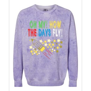 Oh My! How The Days Fly! 100th Day Of School Gift Colorblast Crewneck Sweatshirt