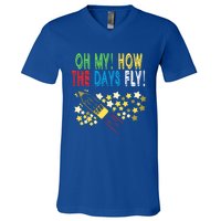 Oh My! How The Days Fly! 100th Day Of School Gift V-Neck T-Shirt