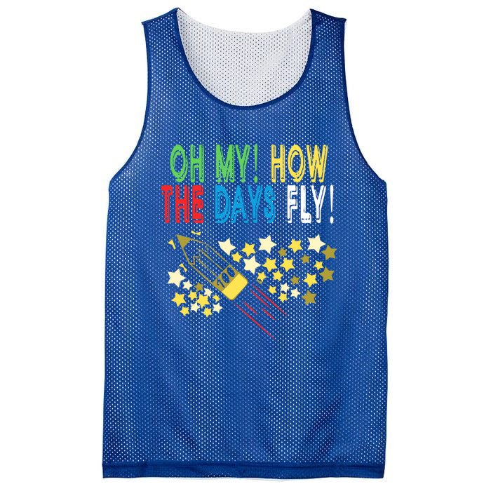 Oh My! How The Days Fly! 100th Day Of School Gift Mesh Reversible Basketball Jersey Tank